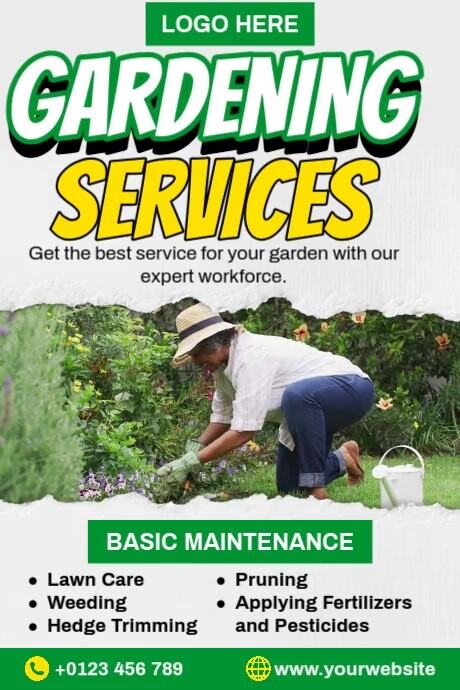 Gardening Services Плакат template