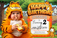 Garfield Baby Birthday Tarpaulin แบนเนอร์ 4' × 6' template
