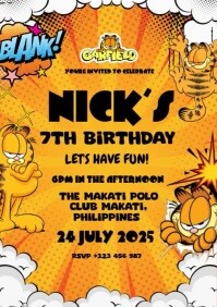 Garfield Birthday Celebration Invitation A4 template