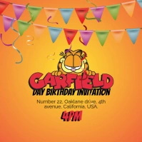 Garfield Day Birthday Invitation Publicação no Instagram template
