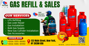 Gas Refill and LPG Delivery Service Flyer Template for Cooking Gas Sales and Installation Facebook Gedeelde Prent