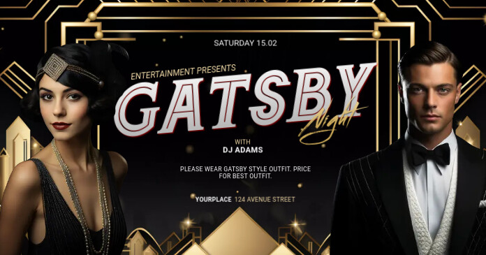 Gatsby Night Facebook promo template | PosterMyWall