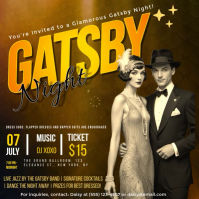 棕色 Gatsby Night Event Cuadrado Template