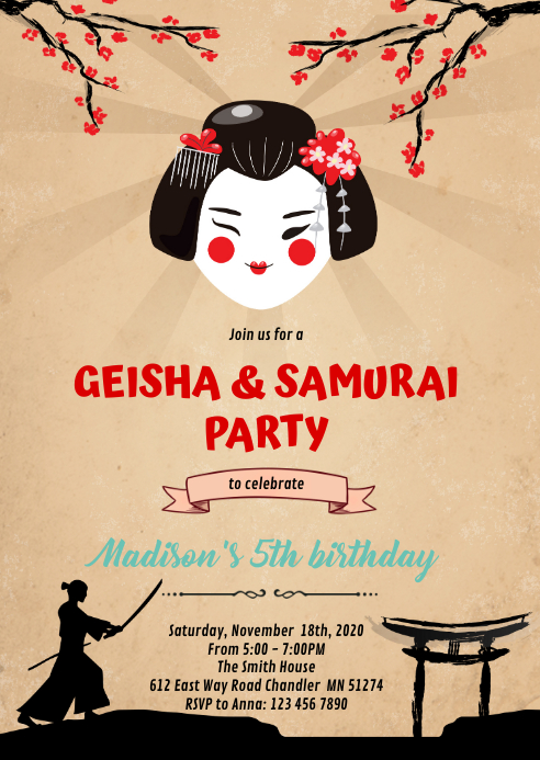 Copy of Geishas and Samurais party invitation | PosterMyWall