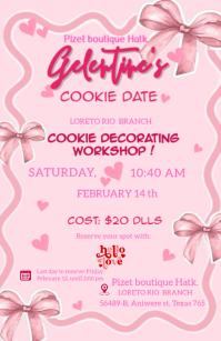 Gelentine's happy  valenlentines cookie Pink Cookie Decorating Workshop Tabloid template