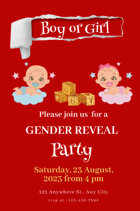 gender reveal,baby announcement Grafika na Pinterest template