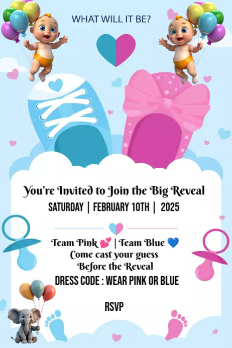 gender reveal Cartaz template