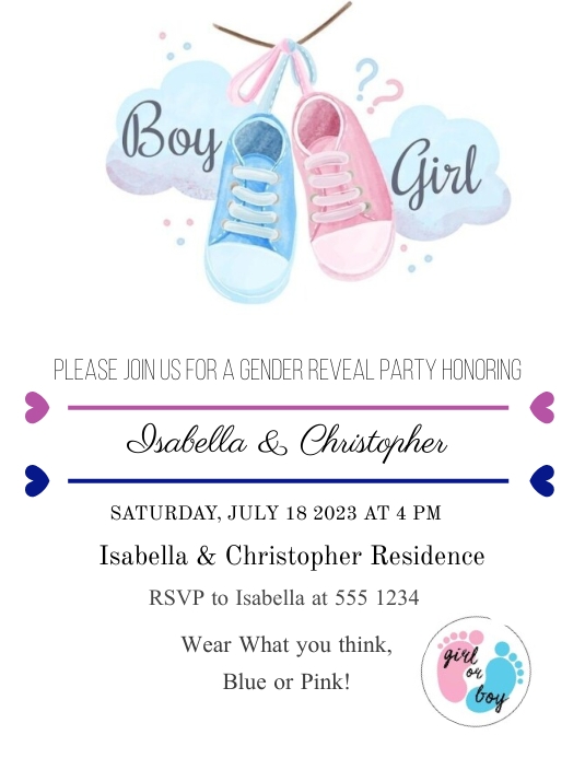 Gender reveal flyer Template PosterMyWall