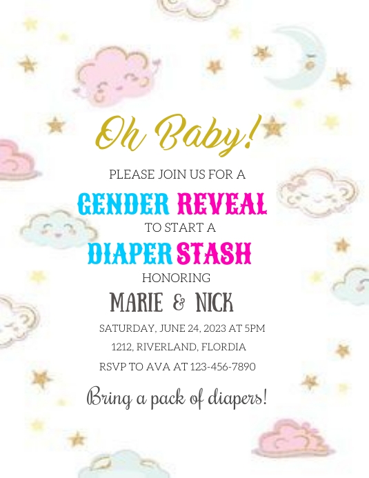 Copy of Gender reveal flyer PosterMyWall