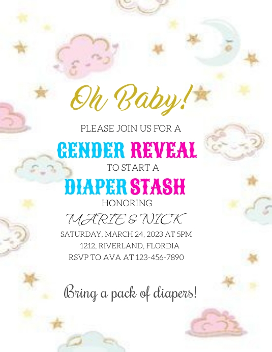 Copy of Gender reveal flyer PosterMyWall