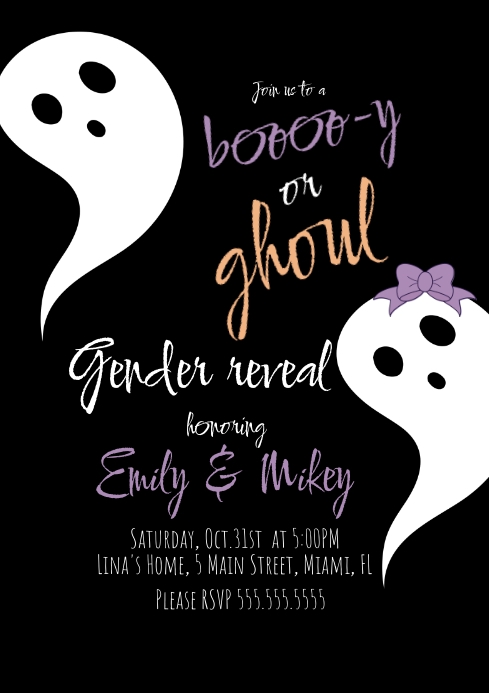Gender Reveal Halloween Invitation Template | PosterMyWall