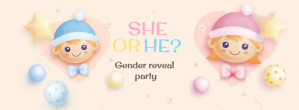 Biały Gender Reveal Copertina Facebook Template