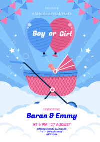 gender reveal party A3 template