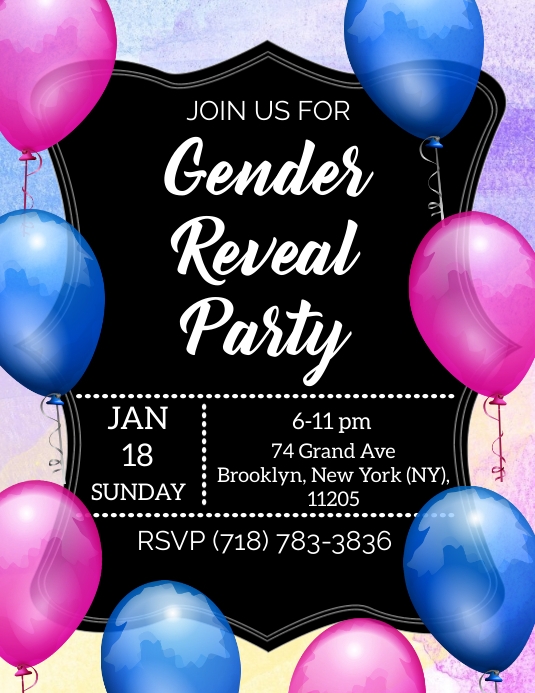 Gender reveal party Folheto (US Letter) template