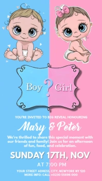 Gender Reveal Party Invitation Instagram Story. template