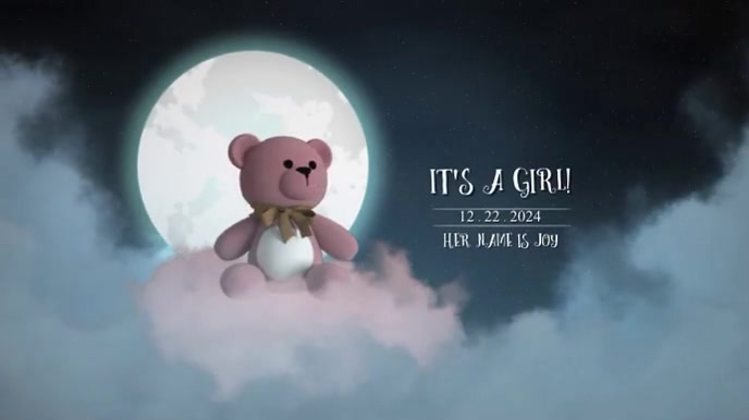GENDER REVEAL VIDEO (GIRL) Digital Display (16:9) template