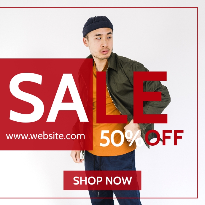 generic red and white male fashion sale Instagram Post template