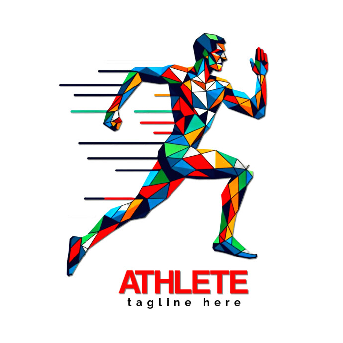 Geometric athlete brand logo template