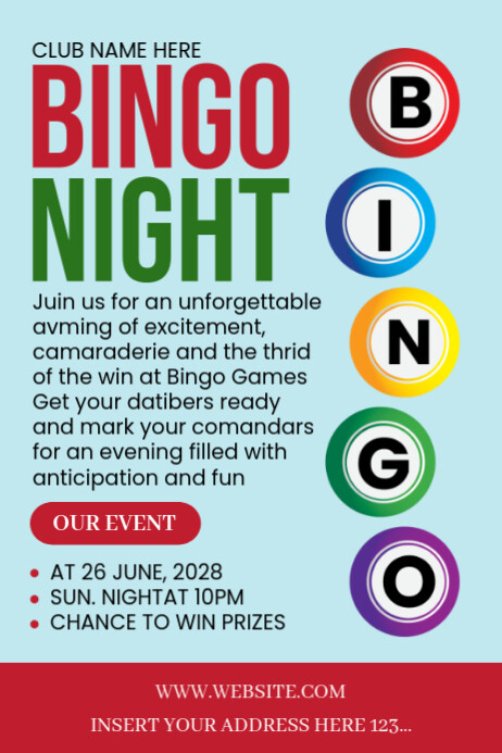 Geometric Bingo Night Event Invitation Poster Iphosta template