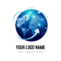 Geometric Blue And White Illustration Of Earth Logo template
