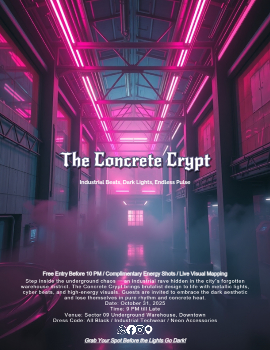 Szablon Geometric Brutalist Halloween Industrial Rave – Neon Warehouse ...