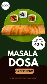 Geometric Green And White Masala Dosa Sale Pr Affichage numérique (9:16) template
