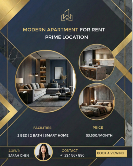 Copy of Geometric Luxury Real Estate Instagram Template | Dark & Gold ...