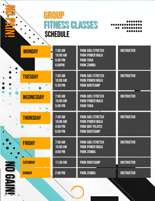 Fit Lab Class Scheudle Modèle Geometric Modern Fitness Class Schedule Template | PosterMyWall