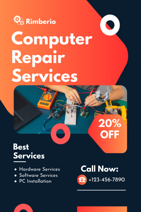 Geometric Orange And Black Modern Computer Re Template | PosterMyWall