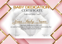 Geometric Pink Baby Dedication Certificate Template  A4