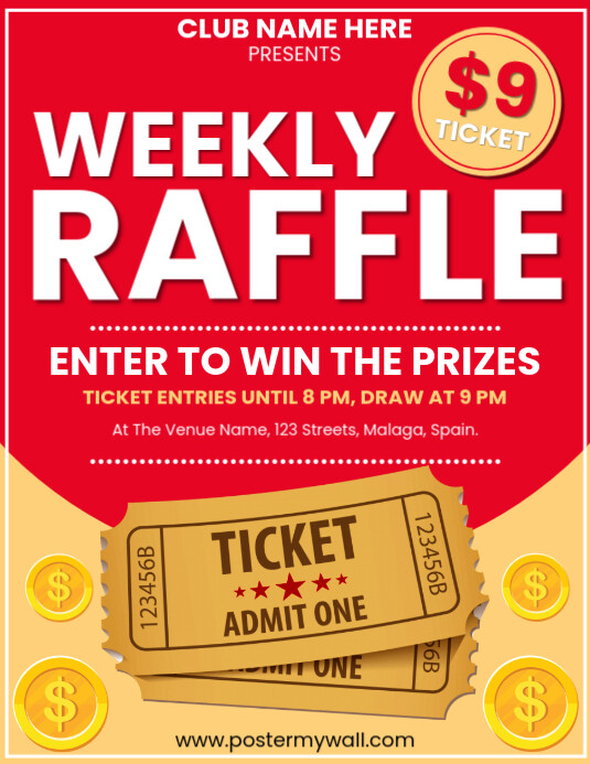 Ticket Raffle Invitations Geometric Raffle Ticket Competition Invitation Flyer (us Letter ...