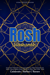 Geometric Rosh Hashanah Poster Design template