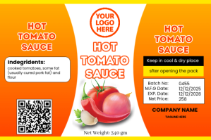 Orange Tomato Sauce Packaging Label Template