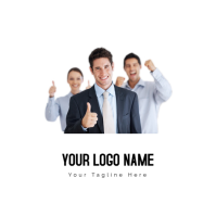 Geometric Two Men And One Women Showing Thumbs Up Logo template