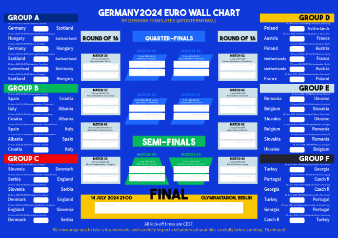 Germany 2024 Euro Wall Chart Schedule Template Postermywall Germany 2024 Euro Wall Chart Schedule Template Postermywall