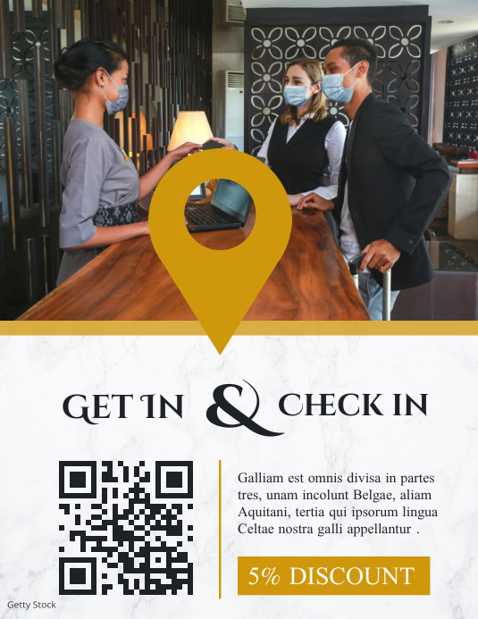 get in & check in flyer hotel services Template | PosterMyWall