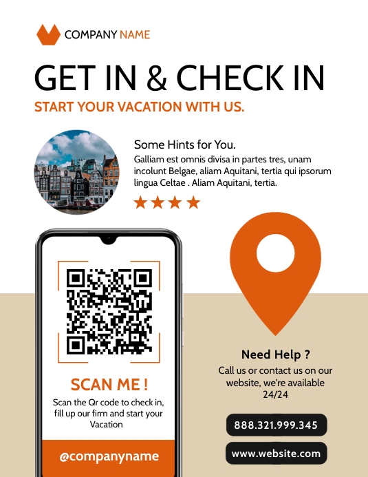 get in & check in flyer template hotel and b&