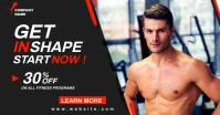 get in shape start now white and grey and red auf Facebook geteiltes Bild template