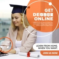 get your degree online orange and white color Instagram-bericht template