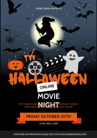 Ghost Halloween Movie Night Online Poster A4 template