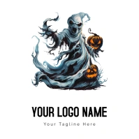 Ghost - Spooky Ghost With Pumpkin Logo template