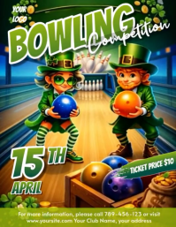 Giallo Bowling Competition St. Patrick's Day Volantino Video Flyer (format US Letter) template