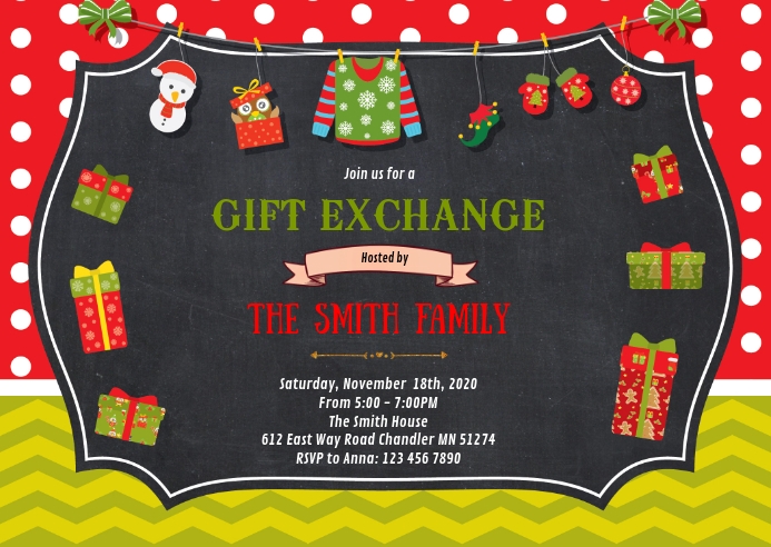 Gift exchange party invitation Template  PosterMyWall