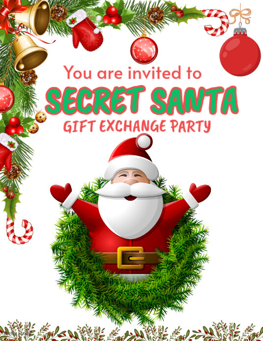 Gift exchange party secret Santa flyer Template | PosterMyWall