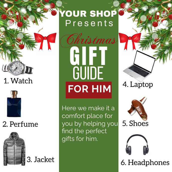 gift guide for him poster Template | PosterMyWall