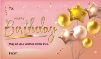 GIFT TAG | BIRTHDAY | Gold pink balloons template