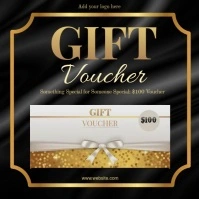 Elegant Gift Voucher Template – Black & Gold Editable Design for Business & Holiday Offers