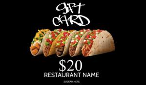 黑色 Restaurant Gift Card Tag Template