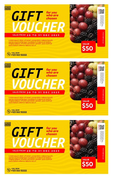 Gift Voucher Yellow Design แทบลอยด์ template