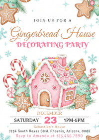 Gingerbread House Decorating Invitation A2 template